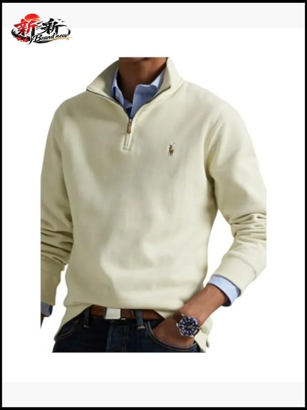 Men's Estate-Rib Cotton Quarter Zip Pullover Sweater